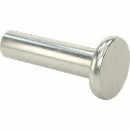 BSC PREFERRED 18-8 Stainless Steel Flat Head Solid Rivets 1/8 Dia for 0.438 Maximum Material Thickness, 100PK 97386A177